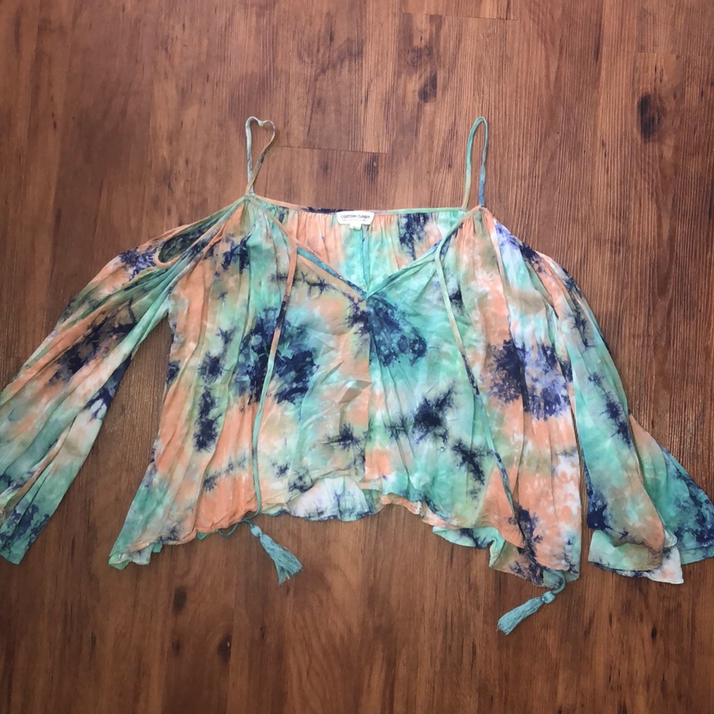 Tie dye off-shoulder top